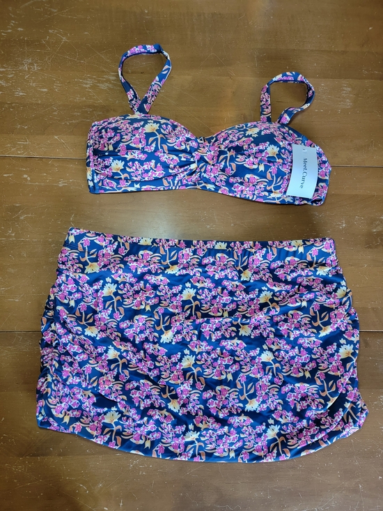 Meet.Curve Other - Two Piece Bikini Bandau Bra Top With Removable Straps High Waisted Skirtini 3X